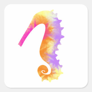 Seahorse Watercolor Fyrkantigt Klistermärke