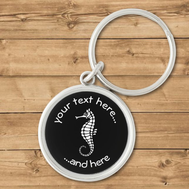 Seahorse White Rund Silverfärgad Nyckelring (Skapare uppladdad)