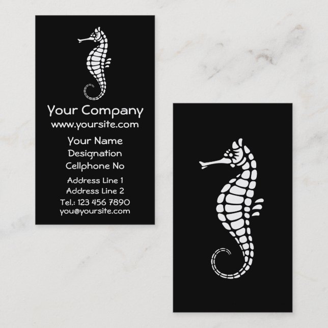 Seahorse White Visitkort (Fram/baksida)