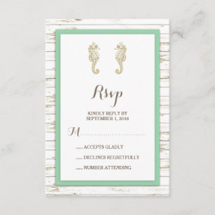 Seahorse Whitewaschad Wood Beach Wedding OSA Kort