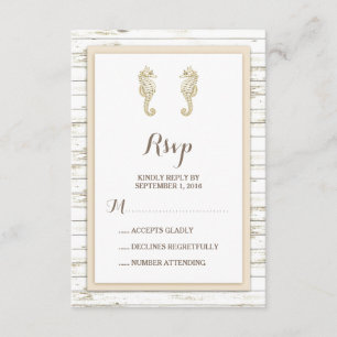Seahorse Whitewaschad Wood Beach Wedding OSA Kort
