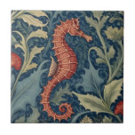 Seahorse William Morris stil R Sea Ocean Marine Kakelplatta<br><div class="desc">"classy Classic art nouveau",  "grönt under water orange seahorse",  "hawaiian sea marine animals",  "william morris keramic tile",  "blue water vatten life",  "sea seas mörk navy red",  "vintage höger face life",  "nautical wildlife vild animal animal animal",  "hawaii blommigt botanical",  "traditionell strand kusten antique"</div>