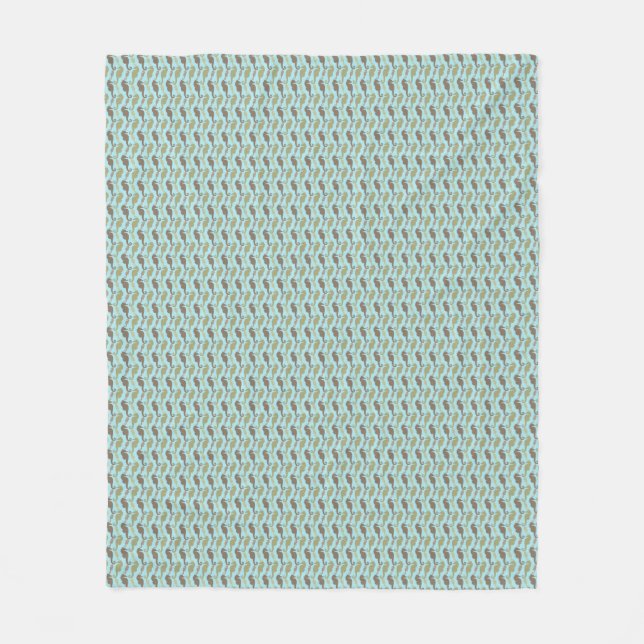 Seahorse Zigzag Mönster Aquamarine Fleece Blanket (Framsidan)