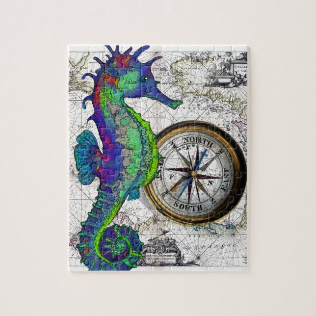 SeahorsekompassCollage Pussel (Vertikal)