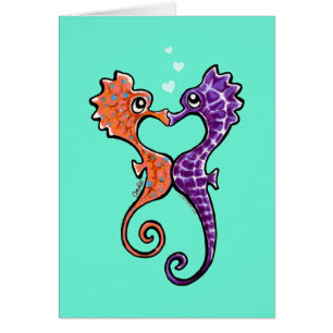 SeahorsekyssAv-Koppel Art™ Hälsningskort