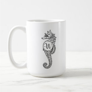 Seahorsen skissar den initiala muggen kaffemugg