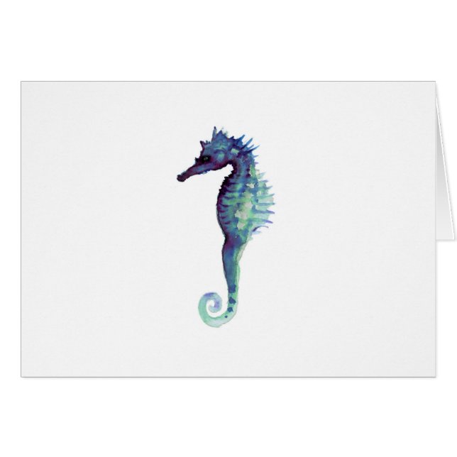 Seahorses för design för blåtthavshäst nautiska hälsningskort (Framsidan Horizontal)
