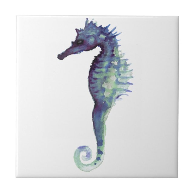 Seahorses för design för blåtthavshäst nautiska kakelplatta (Framsidan)