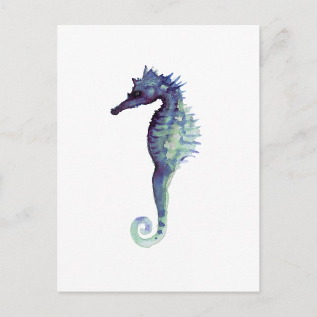 Seahorses för design för blåtthavshäst nautiska vykort (Framsida)