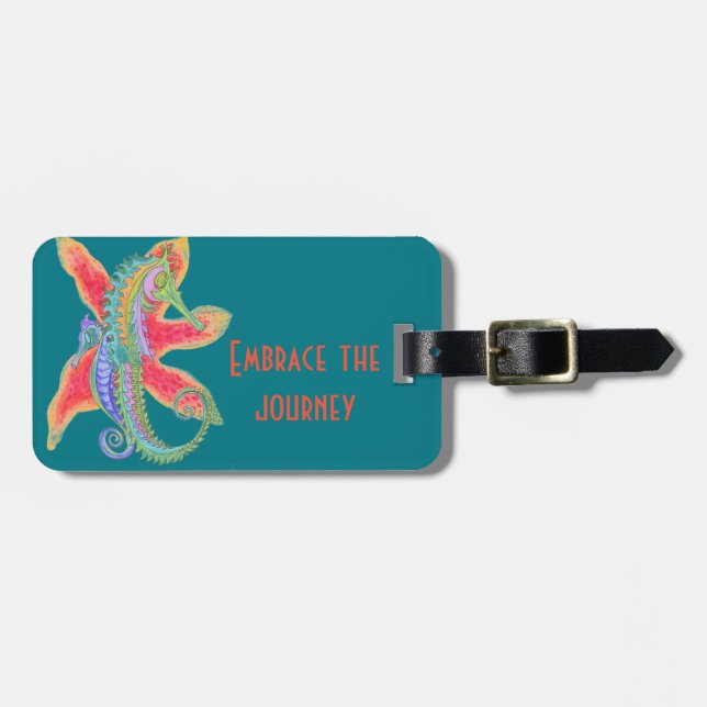 seahorses och sjöstjärnabagagemärkre bagagebricka (Horisontell Framsida)