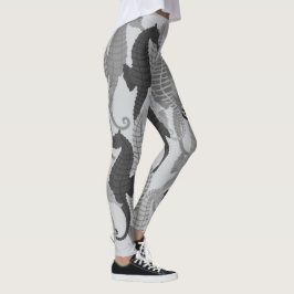 Seahorses skuggar in av grå färg - damasker leggings