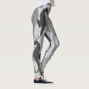 Seahorses skuggar in av grå färg - damasker leggings