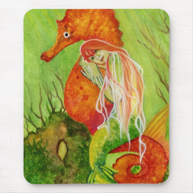 Seahorsesjöjungfrufantasi Mousepad Musmatta (Framsidan)