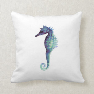 Seahorsevit kudder purpurfärgad kudde