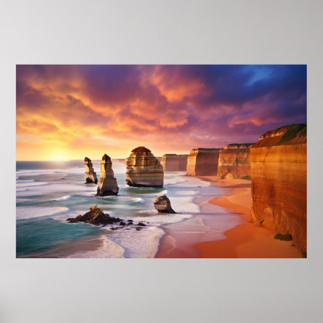 Seakoast Dusk Serene Ligcape Art Poster (Framsidan)