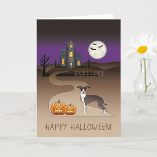 Seal And White Iggy Och Halloween Spökhus Kort