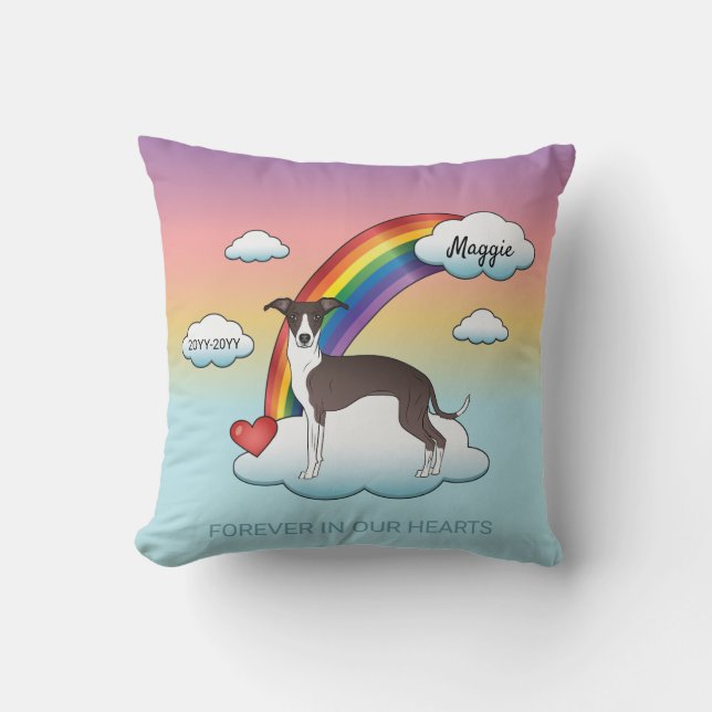 Seal and White Italy Greyhound Rainbow Memorial Kudde (Framsida)