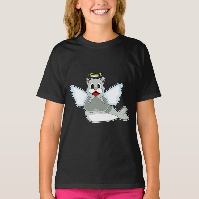 Seal Angel Angel vingar T Shirt (Framsida)