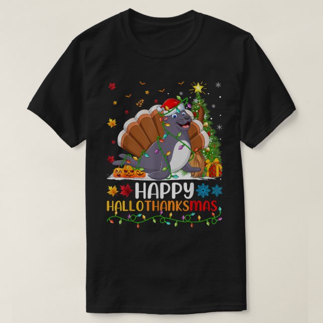 Seal Animal Lover Funny Happy Seal HelloThanksMas  T Shirt (Design framsida)