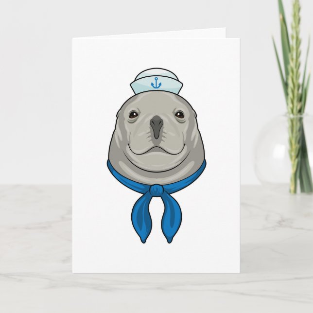 Seal as Sailor with Sailor hat Kort (Framsida)