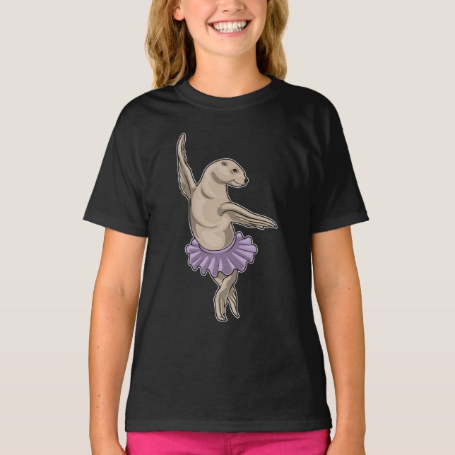 Seal Ballerina Ballet Dance T Shirt (Framsida)