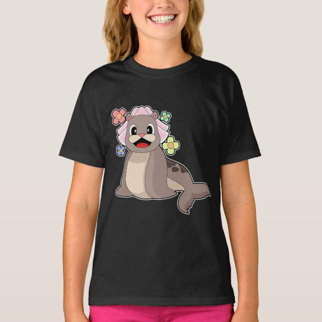 Seal Bride Veil Bröllop T Shirt (Framsida)