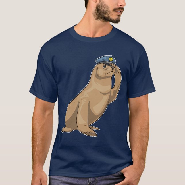 Seal Cop Police hat Police T Shirt (Framsida)