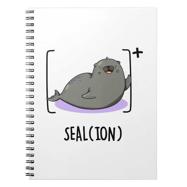 Seal Ion Funny Sea Lejon Pun Anteckningsbok (Framsidan)