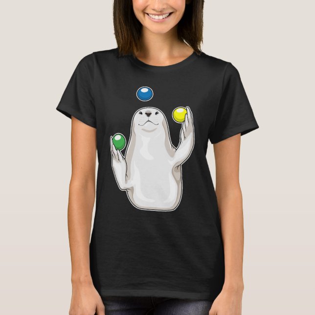 Seal Juggler Juggle T Shirt (Framsida)