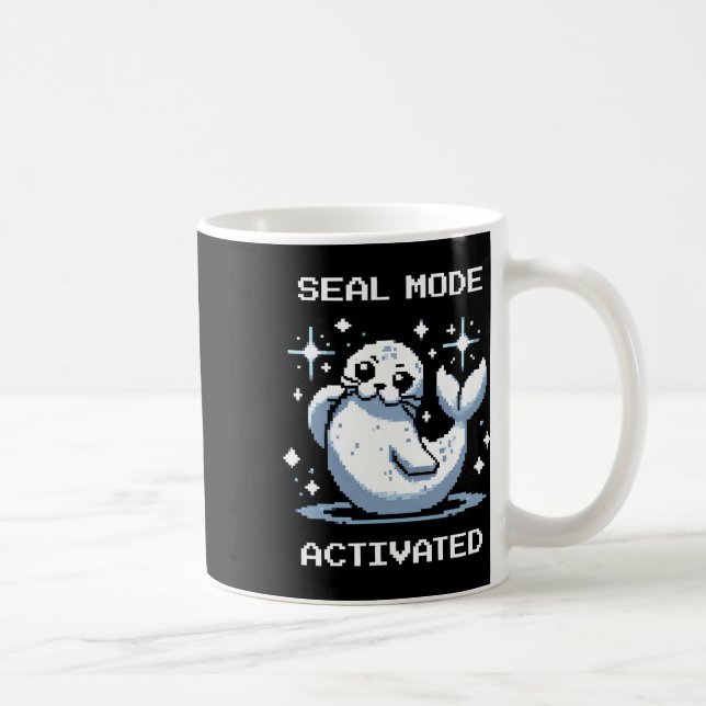 Seal Mode Activated Pixel Art Seal Retro Gamer Sty Kaffemugg (Höger)