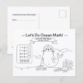 Seal Ocean Math Coloring Postcard Vykort