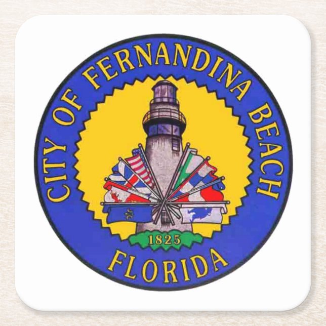 Seal of Fernandina Beach, Florida Underlägg Papper Kvadrat (Framsidan)