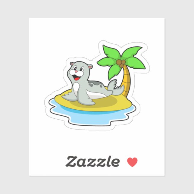 Seal på ön klistermärken (Ark)