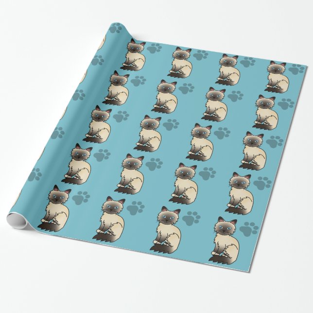 Seal Point Birman / Ragdoll Katt Presentpapper (Utrullad)