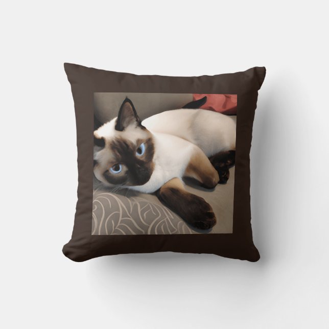 Seal Point Siamese Digital Porträtt    Kudde (Framsida)
