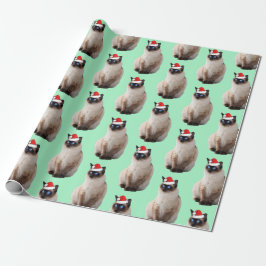 Seal Point Siamese med Santa Hat Presentpapper