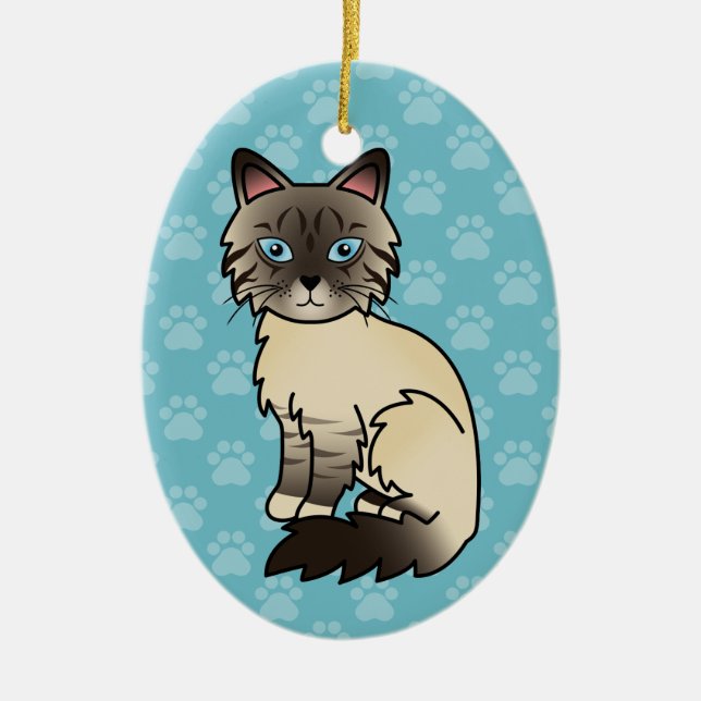 Seal Point Tabby Birman / Ragdoll Katt Julgransprydnad Keramik (Framsidan)