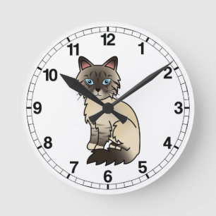 Seal Point Tabby Birman / Ragdoll Katt Rund Klocka