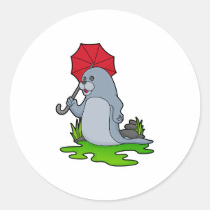 Seal Rining Parbrella Runt Klistermärke