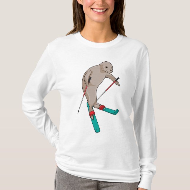 Seal Skier Ski T Shirt (Framsida)