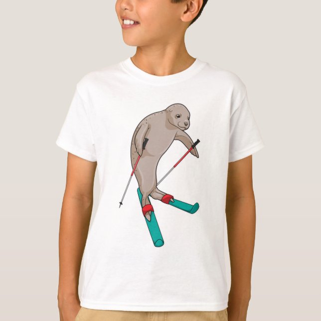 Seal Skier Ski T Shirt (Framsida)