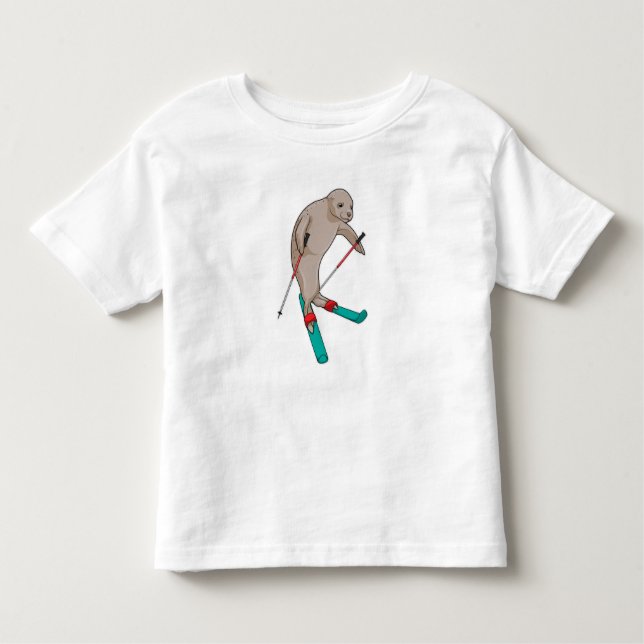 Seal Skier Ski T Shirt (Framsida)