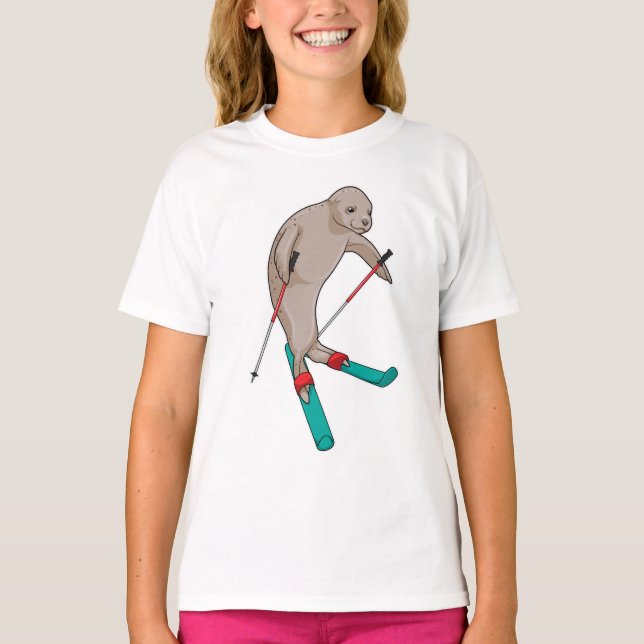 Seal Skier Ski T Shirt (Framsida)
