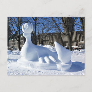 Seal Snö Sculpture, Quebec, Kanada Vykort