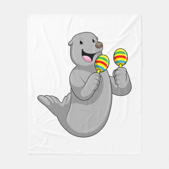 Seal som musiker med Maracas Fleecefilt (Framsidan)