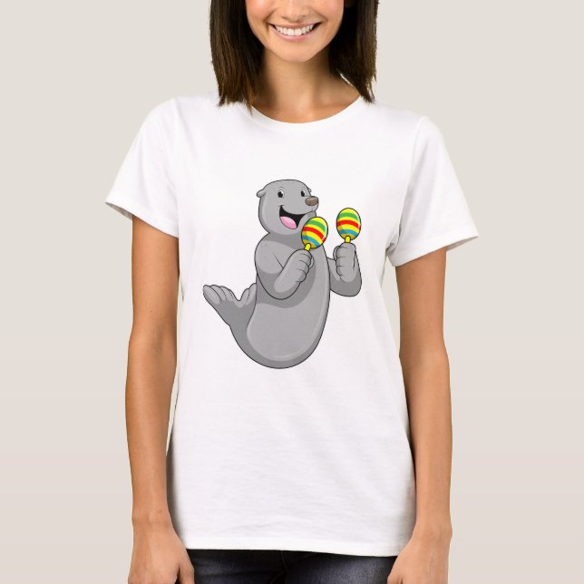 Seal som musiker med Maracas T Shirt (Framsida)