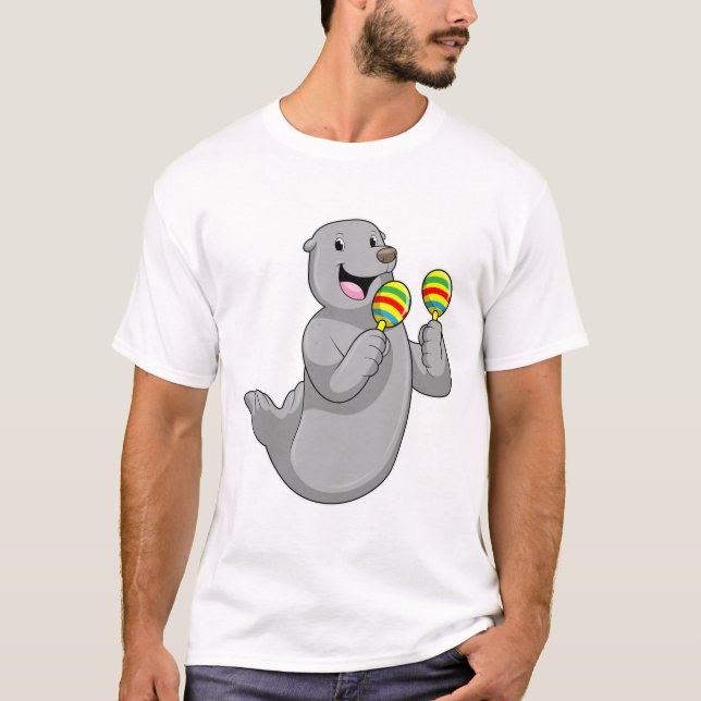 Seal som musiker med Maracas T Shirt (Framsida)