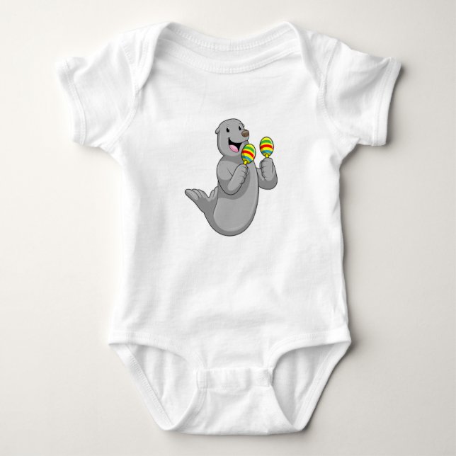 Seal som musiker med Maracas T Shirt (Framsida)