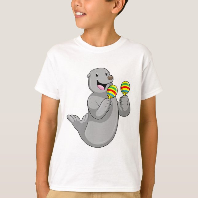 Seal som musiker med Maracas T Shirt (Framsida)