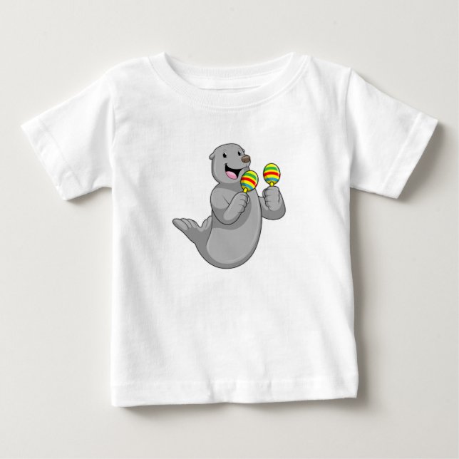 Seal som musiker med Maracas T Shirt (Framsida)